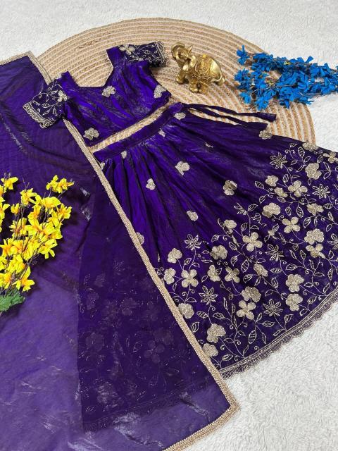 Fandy Flower Sindoor Silk Purple Cheap kids clothes wholesale Delhi - wholesale export